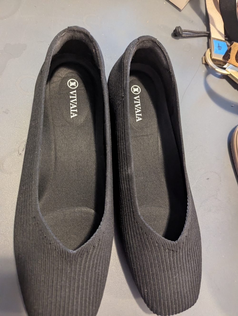 New Vivaia Margot 2.0 Sz 9 40 Wide Black Square Toe Knit Flats